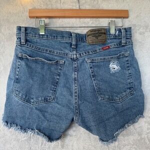 Wrangler Denim Shorts Womens 31 Distressed Frayed Hem Cut Off western rodeo